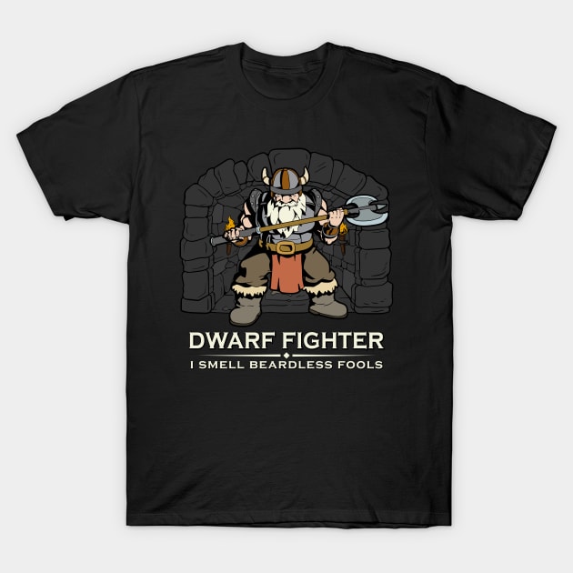 D20 Roleplaying Character - Dwarf Fighter T-Shirt by Modern Medieval Design